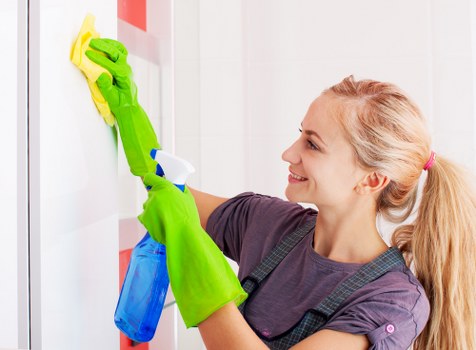 Commercial cleaning team working in a Camden office building