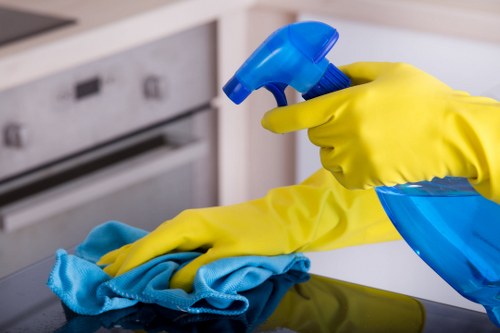 Local upholstery cleaner treating fabric furniture in Camden